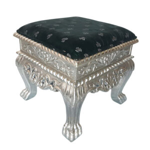 Decorative Sitter Stool with Handcrafted White Metal Detailing