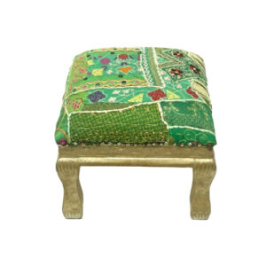 Traditional Indian Pouffe – Green Patchwork
