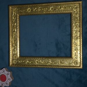 Brass Hand Carving Frame with "Chatai Work" on wooden frame