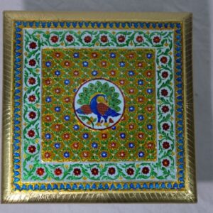 Wooden "Bajot" with Brass sheet and red Meena work