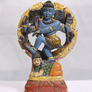 "Divine Rhythm – Hand-Carved Wooden Natraj with Fine Gold Detailing"