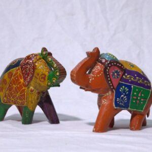 Pair of Appu Hathi in blue color in White metal with hand crafted and meenakari (Enamel) work done