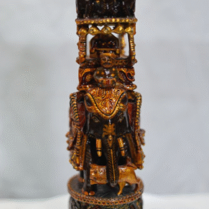 Regal Pursuit: A Maharaja’s Elephant Hunt Carved in Ludam Wood with Gilded Elegance"