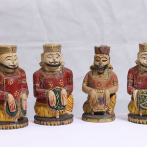 Royal Ensemble – Hand-Carved Wooden Male Musicians with Gold Brush Detailing