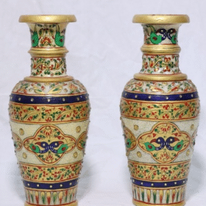 Pair of Marble Handicraft Vass with Gold work.