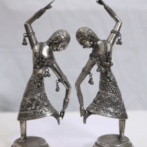 Pair of Dancing Ladies – Hand-Carved in Solid White Metal